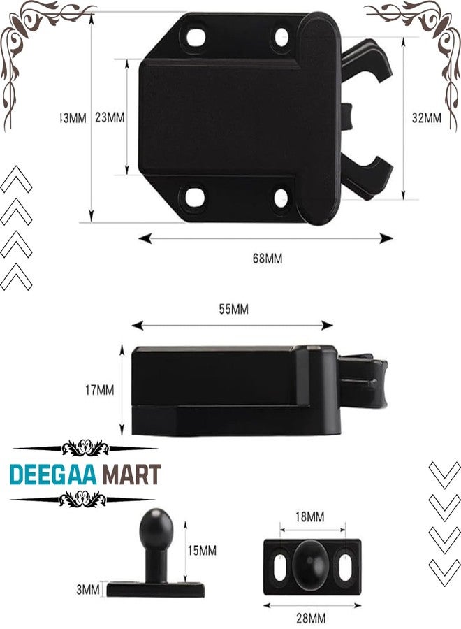 DEEGAA MART DEEGAAMART Push to Open Door Latch with Touch Release - Pack of 4 | Automatic Pop-Up Sliding Latch for Kitchen Cabinets, Cupboards & Home Furniture (Black) (Qty :4) - Image 4
